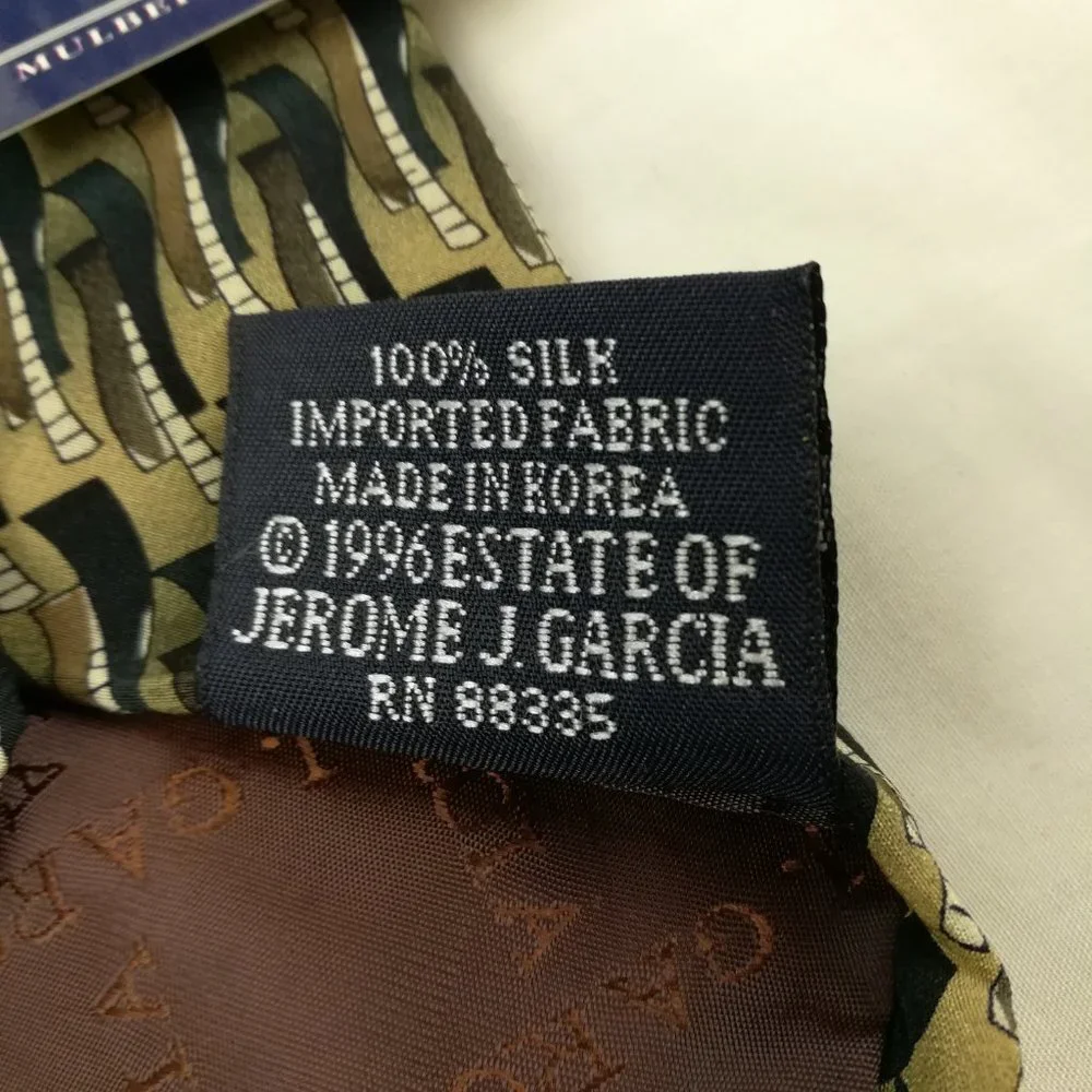 NWT Vintage 1996 J. Jerry Garcia 100% Silk Drummers Beige Tan Neck Tie 56L 3.75W